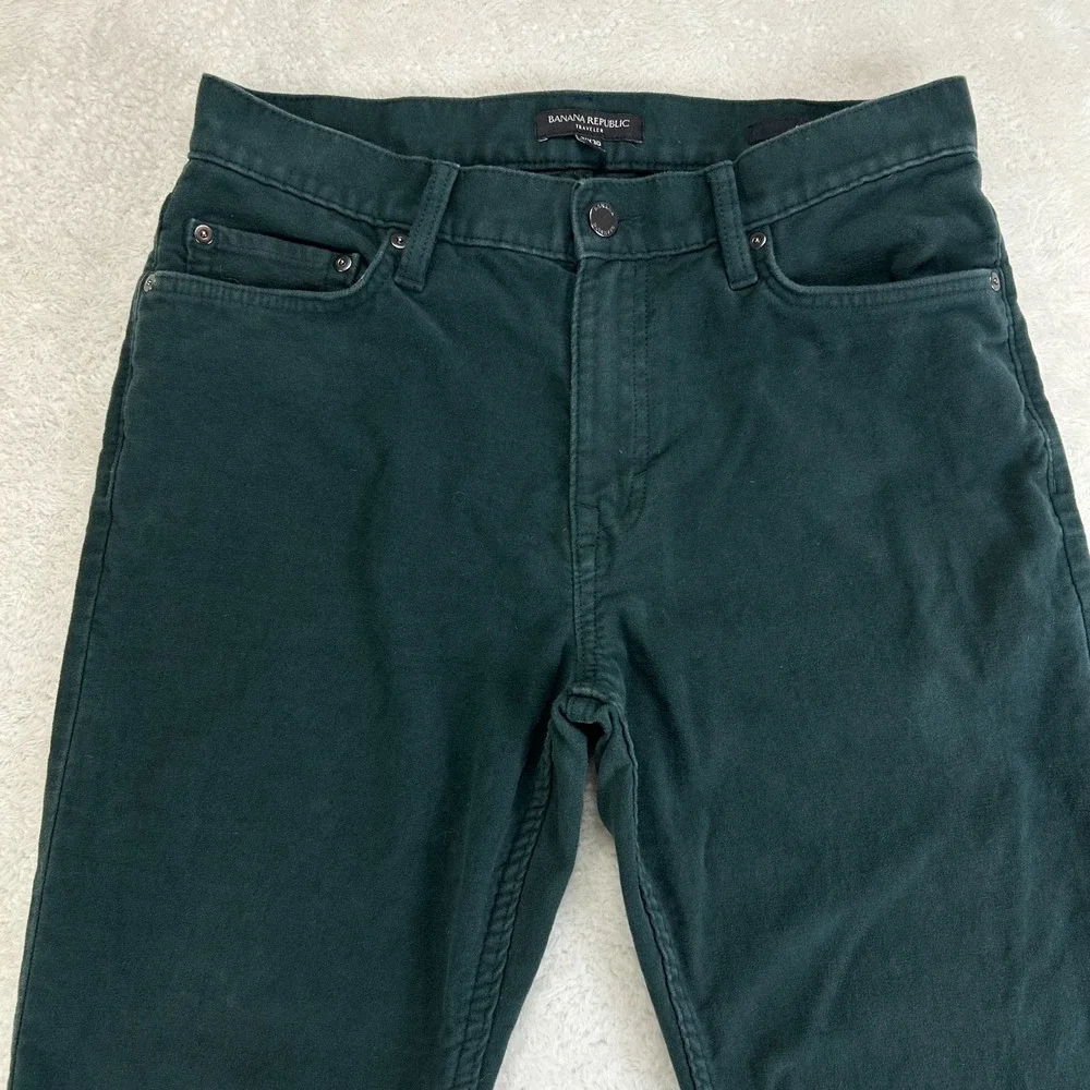 Banana Republic Brushed Pants Mens 31x30 Emerald Green Mid‎ Rise Slim Fit Casual